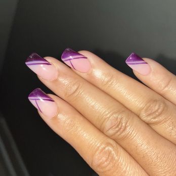 A Plus Nails - Full set purple design - Nail Salons Near Me - Canoga Park, California