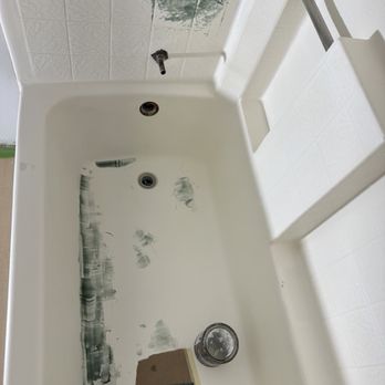 Always Refinishing - Shower #1 - patching cracks and holes in fiberglass - Kitchen & Bath Near Me