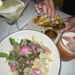 Barbacoa Bowl, Canitas, Lima Sunrise, Margarita Picante