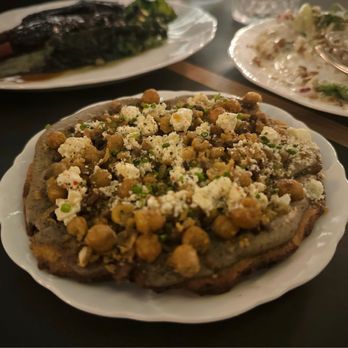 Alder - Potato flatbread with lamb, feta and eggplant puree - Desserts Near Me - Toronto, Ontario
