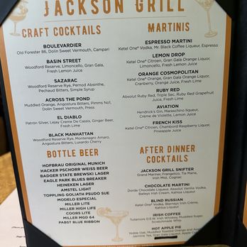 The Jackson Grill - the menu for the restaurant - Steakhouses Near Me - Milwaukee, Wisconsin The Jackson Grill - the menu for the restaurant - Steakhouses Near Me - Milwaukee, Wisconsin