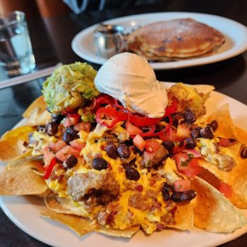 Conner's Kitchen + Bar - Half order of breakfast nachos and lemon blueberries pancakes. - Breakfast & Brunch Near Me - Indianapolis, Indiana