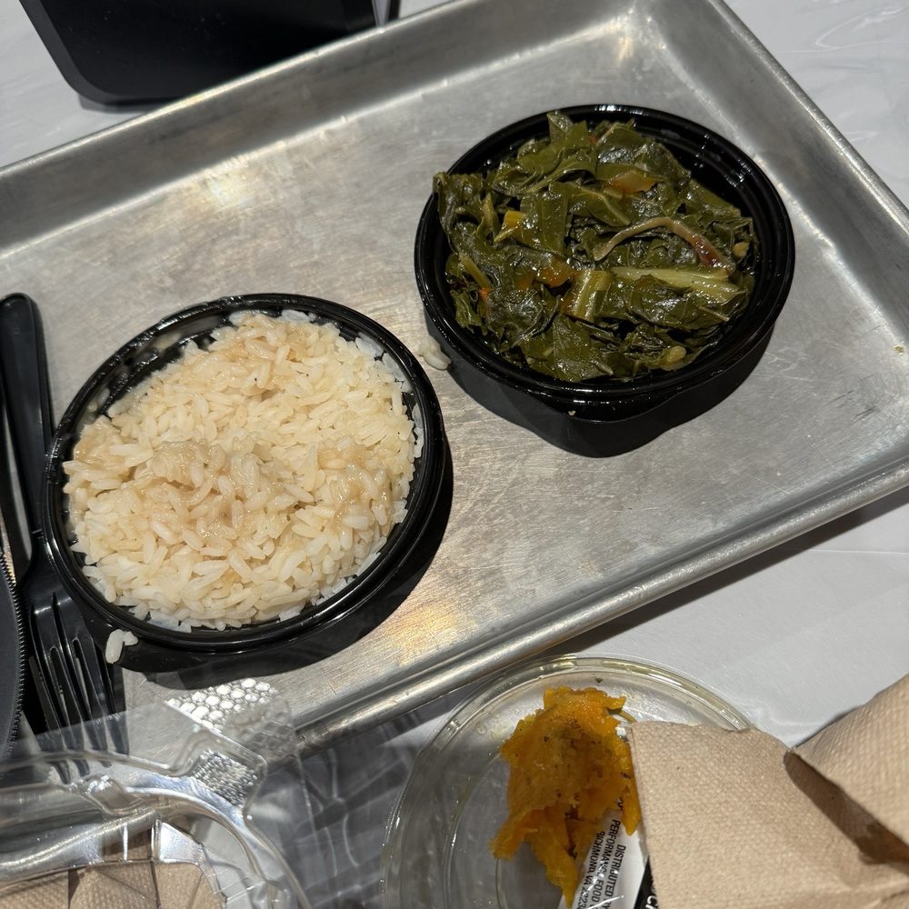 Cornbread Brooklyn - The greens and Side White Rice and Turkey Gravy - Soul Food Near Me - Brooklyn, New York Cornbread Brooklyn - The greens and Side White Rice and Turkey Gravy - Soul Food Near Me - Brooklyn, New York