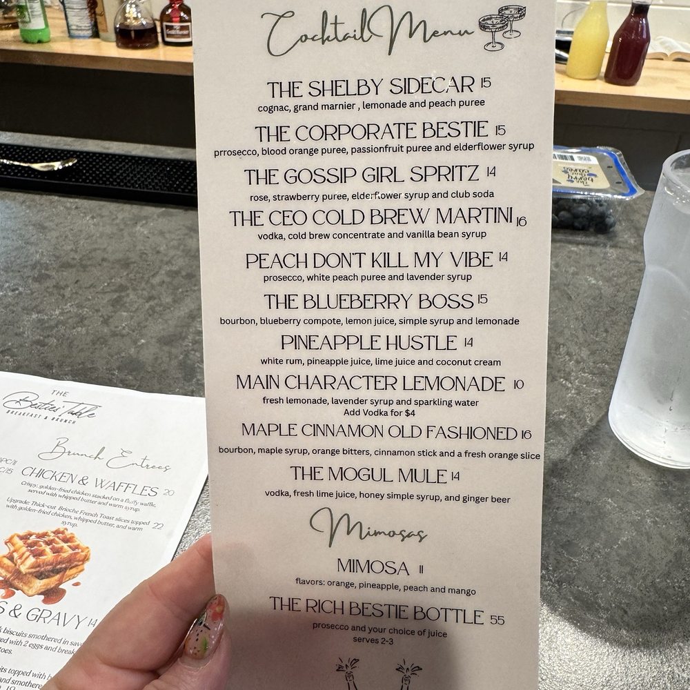 Besties Table - Drink menu - Breakfast & Brunch Near Me - Indianapolis, Indiana Besties Table - Drink menu - Breakfast & Brunch Near Me - Indianapolis, Indiana