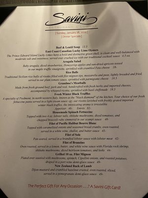 Menu photo 3 Savini Restaurant Allendale, NJ