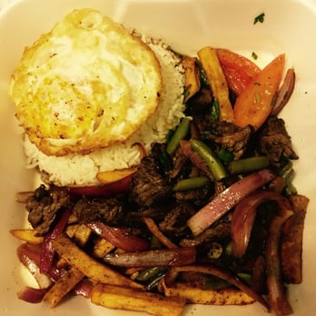 Chicama Peruvian Restaurant - Lomo saltado w/ fried egg & half ff & green beans - Peruvian Near Me - Stanton, California