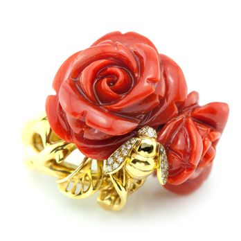 New Pagoda Specialty - Rose Dior Pre Catelan ring with carved coral rose and diamond bee. Absolute beauty! - Antiques Near Me - New York, New York New Pagoda Specialty - Rose Dior Pre Catelan ring with carved coral rose and diamond bee. Absolute beauty! - Antiques Near Me - New York, New York