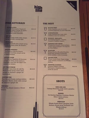 Menu photo 2 High Line Bar São Paulo, SP Menu photo 2 High Line Bar São Paulo, SP