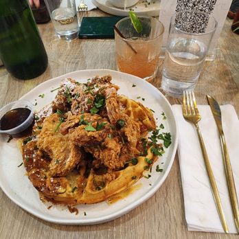 Sweet Catch  - Peaches and Cream Chicken and Waffles - Seafood Near Me - Brooklyn, New York