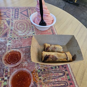 The Tropical Hideaway - Strawberry/peach dole whip and lumpia. - Ice Cream & Frozen Yogurt Near Me - Anaheim, California The Tropical Hideaway - Strawberry/peach dole whip and lumpia. - Ice Cream & Frozen Yogurt Near Me - Anaheim, California