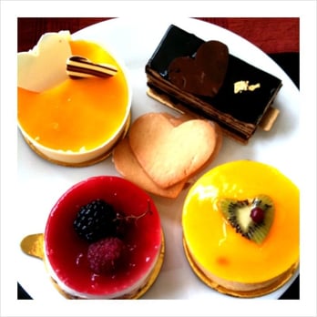 Masse's Pastries - shortbread cookies surrounded by passion fruit, opera, mango & mixed berry mousse cakes - Bakeries Near Me - Berkeley, California