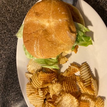 Off The Tracks Cafe - a sandwich and chips - Cafes Near Me - Dana, Indiana
