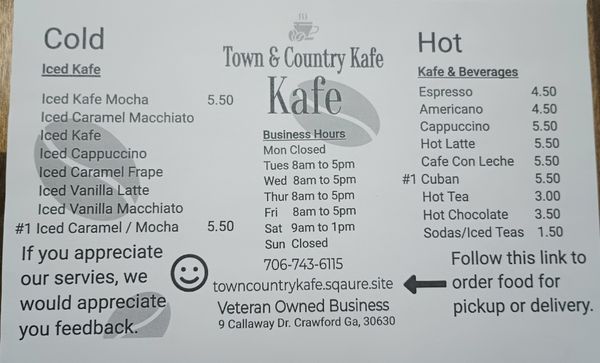 Menu photo 2 Town and Country Kafe Crawford, GA Menu photo 2 Town and Country Kafe Crawford, GA