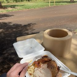 Chicken In A Barrel BBQ Wahiawa - Mixed plate with chicken and pork.