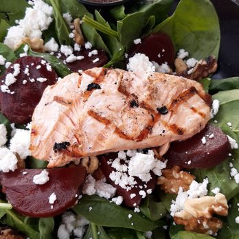 The Butler - Blue cheese and beet salad with salmon....which came barely cooked. - American Near Me - Saugatuck, Michigan The Butler - Blue cheese and beet salad with salmon....which came barely cooked. - American Near Me - Saugatuck, Michigan