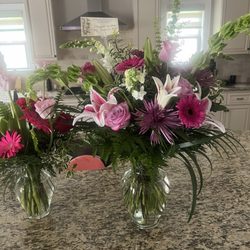 Bedazzled Flower Shop - Original bouquet in the left and the new stunning bouquet on the right!