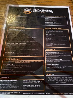 Menu photo 1 Smoke House Charlotte, NC Menu photo 1 Smoke House Charlotte, NC