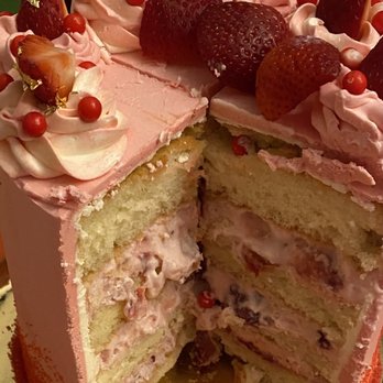 Maria's Bakery - Strawberry multi-layer cake after cutting - Desserts Near Me - Skokie, Illinois Maria's Bakery - Strawberry multi-layer cake after cutting - Desserts Near Me - Skokie, Illinois