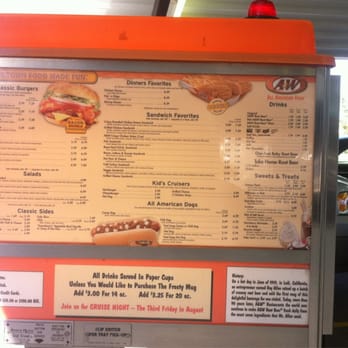 A&W Restaurant - outdoor menu. - Fast Food Near Me - Frankfort, Michigan