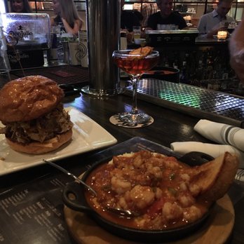 Bosscat Kitchen & Libations - Shrimp and grits and delish pork sandwich + Creole #2! - New American Near Me - Irvine, California