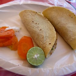 Tacos Emilio's - Tacos con Napolitos, Papas y Frijoles! (cactus, potato and beans)  Pickled Jalapeños, Carrots & Onions