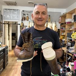 Magic Shoe Repair Store - Fresh resole from SuperSole to Vibram Cristy Cushion on Red Wing 2233. Boots fit as good as they look. Yuri, Thanks so much!