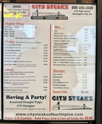 Menu photo 1 City Steaks Burlington, NJ Menu photo 1 City Steaks Burlington, NJ
