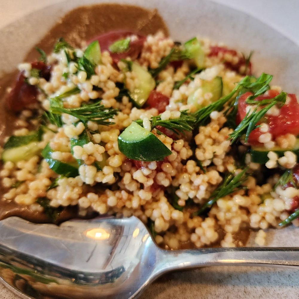 Cypress - Coucous salad. Delicious accompanied by chicken kabob and hummus. - Mediterranean Near Me - McMinnville, Oregon Cypress - Coucous salad. Delicious accompanied by chicken kabob and hummus. - Mediterranean Near Me - McMinnville, Oregon