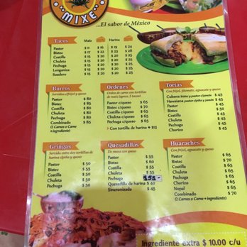 Taquería Mixe - Menu 31/08/17 - Tacos Near Me - Mérida, YUC