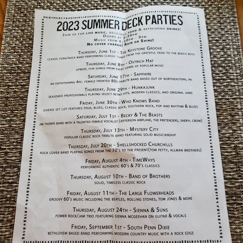Penn's Peak - Summer Deck Parties. 6/4/2023 - Music Venues Near Me - Jim Thorpe, Pennsylvania Penn's Peak - Summer Deck Parties. 6/4/2023 - Music Venues Near Me - Jim Thorpe, Pennsylvania