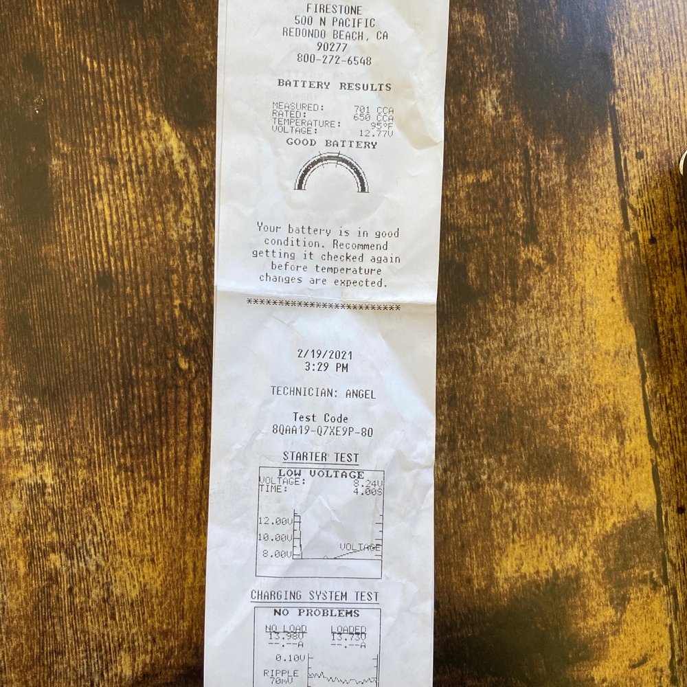 Firestone Complete Auto Care - Diagnosis receipt was INCORRECT - Tires Near Me - Redondo Beach, California Firestone Complete Auto Care - Diagnosis receipt was INCORRECT - Tires Near Me - Redondo Beach, California
