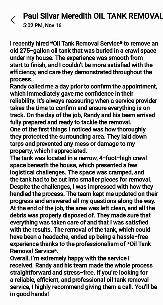 Slide of OIL TANK REMOVAL