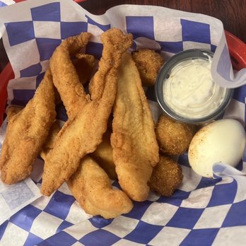 Cajun Crab House - Catfish Basket with hush puppies and an egg - Seafood Near Me - Columbia, Missouri