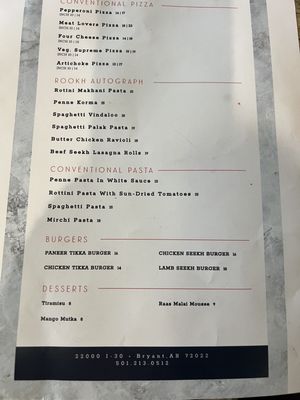 Menu photo 5 Rookh Italian + Indian Restaurant Bryant, AR Menu photo 5 Rookh Italian + Indian Restaurant Bryant, AR