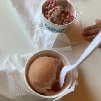 Cloud 10 Creamery - Top is Nutella and Marshmallow and bottom is Guava Single scoop in a cup - Desserts Near Me - Houston, Texas Cloud 10 Creamery - Top is Nutella and Marshmallow and bottom is Guava Single scoop in a cup - Desserts Near Me - Houston, Texas