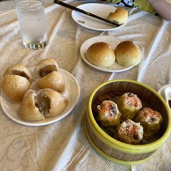 Koi Palace - Fried Glutinous Dumpling with Diced Pork, Siu mai, BBQ pork bun - Dim Sum Near Me - Milpitas, California