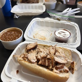 Calhoun Family Texas Barbeque - Chicken Sando with beans! - Barbeque Near Me - Murrieta, California