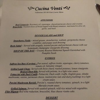 Cucina Venti Restaurant - Valentines Day Menu - Italian Near Me - Mountain View, California