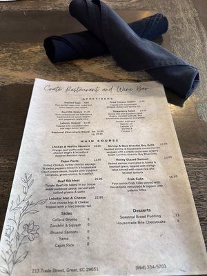 Menu photo 2 Crate Restaurant & Wine Bar Greer, SC Menu photo 2 Crate Restaurant & Wine Bar Greer, SC