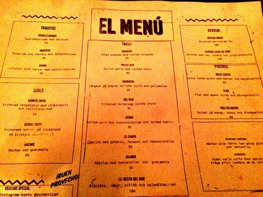 Menu photo 3 Yuc Mexican Stockholm, AB