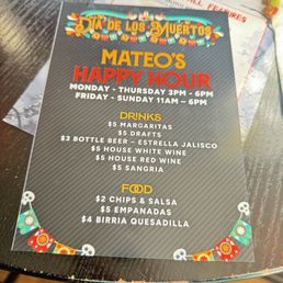 Happy hour menu Happy hour menu