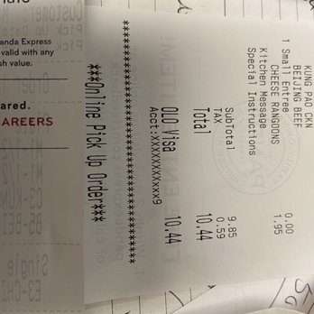 Panda Express - Lunch receipt. - Fast Food Near Me - Lexington, Kentucky