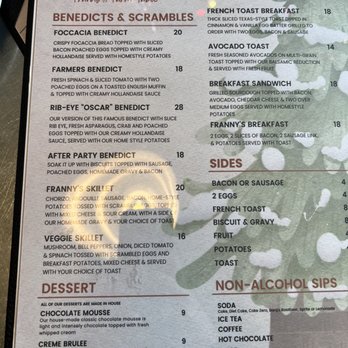 Franny's Farm Table - Brunch menú 2/18/24 - American Near Me - Placerville, California