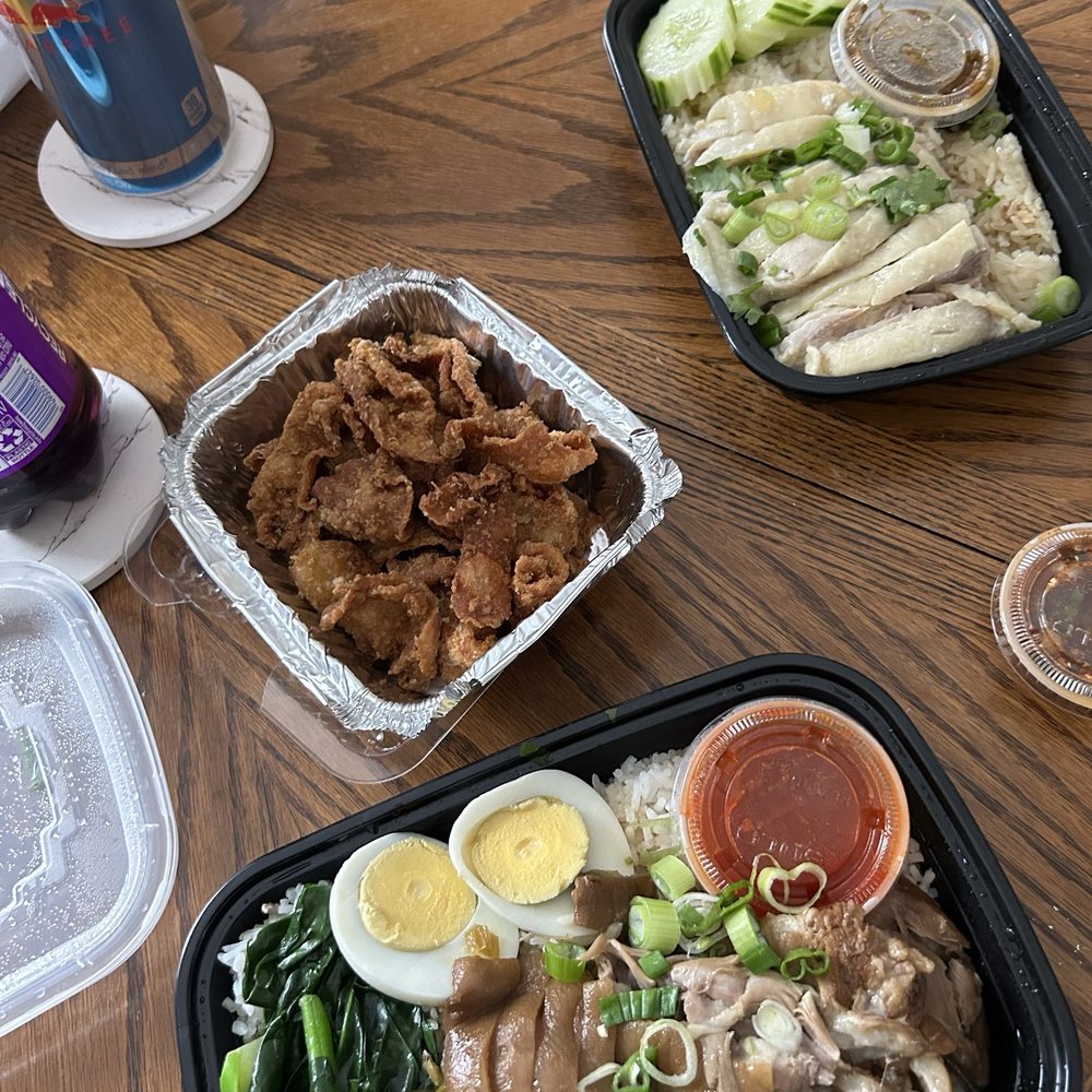 Khao Mun Gai, Khao Kha Moo, crispy Fried Chicken Skin Khao Mun Gai, Khao Kha Moo, crispy Fried Chicken Skin