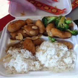 Almond boneless chicken and sesame chicken. Why a joke. That is NOT sesame chicken!!!