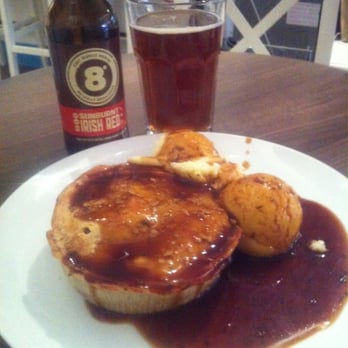 The Pieman Cafe - Beef and Guinness pie with mash and gravy washed down with a 8 Degrees Sunburnt Irish Red craft beer. - Cafes Near Me - Dublin, D The Pieman Cafe - Beef and Guinness pie with mash and gravy washed down with a 8 Degrees Sunburnt Irish Red craft beer. - Cafes Near Me - Dublin, D
