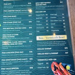 Pho City - Pho menu