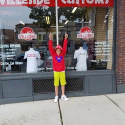 Villeside Customs - Luca happy to be wearing his new Red Villen hoodie.