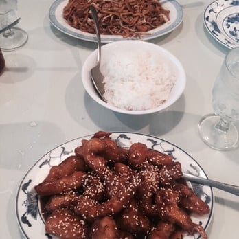Golden Palace - Farthest is chicken Lo Mein and closest is sesame chicken. - Chinese Near Me - Omaha, Nebraska
