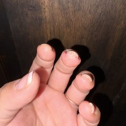 VP NAIL BAR - Damaged nails and cuticles after manicure I initially did not ask for.
